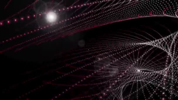Animación de video futurista con objeto de rayas de partículas y luz en movimiento, bucle HD 1080p — Vídeos de Stock