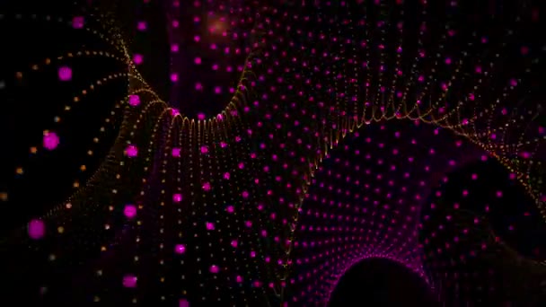 Futuristic video animation with particle stripe object and light in motion, loop HD 1080p — Stock Video