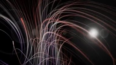 Parçacık Şerit nesne ve hareket, ışık ile fütüristik video animasyon döngü Hd 1080p