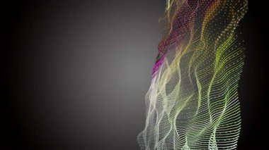 Parçacık dalga nesnesi ile fantastik video animasyonu yavaş çekim ve metin için boşluk, 4096x2304 döngü 4K