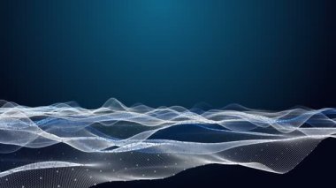 Metin için parçacık dalga nesnesi ve uzayda gelecek video animasyonu, 4096x2304 döngü 4K