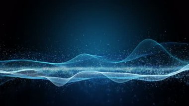 Metin için parçacık dalga nesnesi ve uzayda gelecek video animasyonu, 4096x2304 döngü 4K