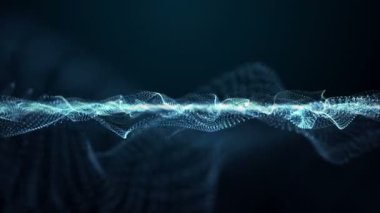 Parçacık dalga nesnesiyle gelecek video animasyonu yavaş çekimde, 4096x2304 döngü 4K