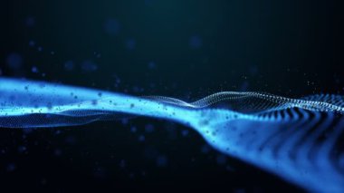 Metin için parçacık dalga nesnesi ve uzayda gelecek video animasyonu, 4096x2304 döngü 4K