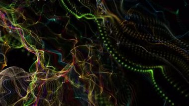 Parçacık dalgası nesnesinin ağır çekimde fantastik video animasyonu, 4096x2304 döngü 4K