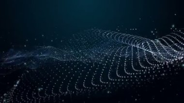 Parçacık dalga nesnesiyle gelecek video animasyonu yavaş çekimde, 4096x2304 döngü 4K
