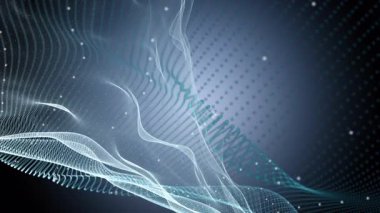 Parçacık dalga nesnesiyle gelecek video animasyonu yavaş çekimde, 4096x2304 döngü 4K