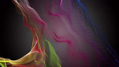 Parçacık dalgası nesnesinin ağır çekimde fantastik video animasyonu, 4096x2304 döngü 4K