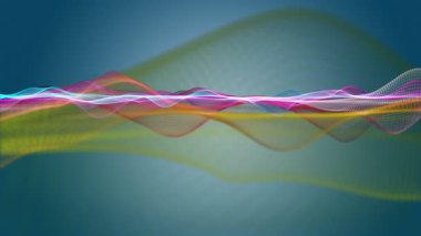 Parçacık dalgası nesnesinin ağır çekimde fantastik video animasyonu, 4096x2304 döngü 4K