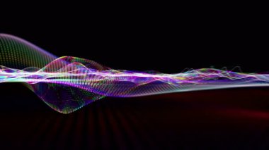 Parçacık dalga nesnesiyle gelecek video animasyonu yavaş çekimde, 4096x2304 döngü 4K