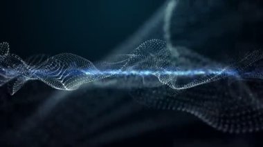 Parçacık dalga nesnesiyle gelecek video animasyonu yavaş çekimde, 4096x2304 döngü 4K