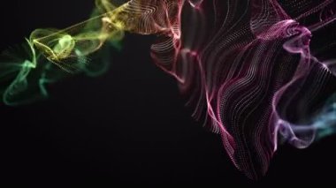 Parçacık dalga nesnesi ile fantastik video animasyonu yavaş çekim ve metin için boşluk, 4096x2304 döngü 4K