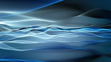 Parçacık dalga nesnesiyle gelecek video animasyonu yavaş çekimde, 4096x2304 döngü 4K