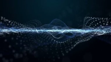 Parçacık dalga nesnesiyle gelecek video animasyonu yavaş çekimde, 4096x2304 döngü 4K