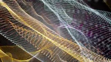 Parçacık dalgası nesnesinin ağır çekimde fantastik video animasyonu, 4096x2304 döngü 4K