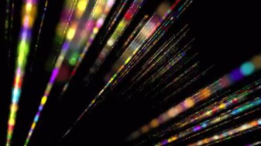 Yavaş çekimde parlayan çizgili nesnelerle gelecek video animasyonu, 4096x2304 döngü 4K