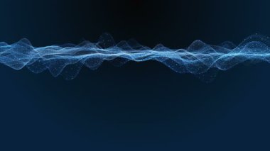 Metin için parçacık dalga nesnesi ve uzayda gelecek video animasyonu, 4096x2304 döngü 4K