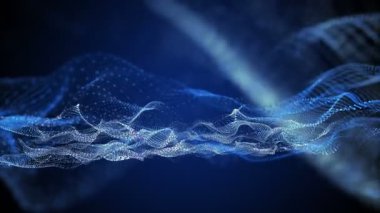 Parçacık dalga nesnesiyle gelecek video animasyonu yavaş çekimde, 4096x2304 döngü 4K