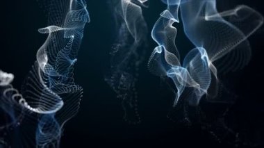 Parçacık dalga nesnesiyle gelecek video animasyonu yavaş çekimde, 4096x2304 döngü 4K