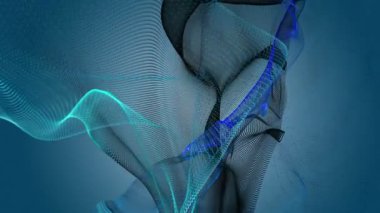 Parçacık dalga nesnesiyle gelecek video animasyonu yavaş çekimde, 4096x2304 döngü 4K