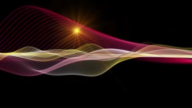 Dalga nesne ve ışıklar, hareketli fütüristik video animasyon döngüsü hd 1080p