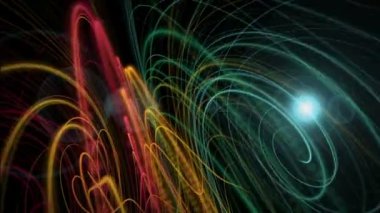 Parçacık Şerit nesne ve hareket, ışık ile fütüristik video animasyon döngü Hd 1080p