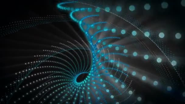 Animation vidéo futuriste avec objet à bande particulaire et lumière en mouvement, boucle HD 1080p 