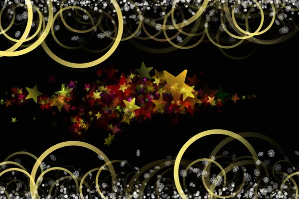 用雪花和闪亮的星星设计的奇异的圣诞海浪 — 图库照片