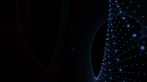 Футуристична відео анімація з об'єктом частинок і світлом в русі, цикл HD 1080p — стокове відео