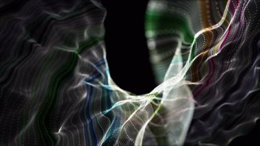 Parçacık dalgası nesnesinin ağır çekimde fantastik video animasyonu, 4096x2304 döngü 4K