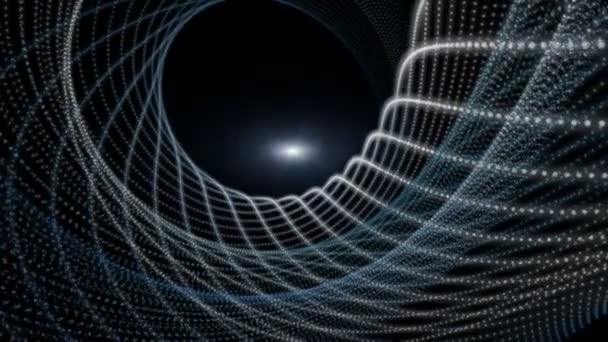 Animation vidéo futuriste avec objet à bande particulaire et lumière en mouvement, boucle HD 1080p 