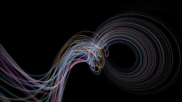 Futuristic video animation with particle stripe object in motion, loop HD 1080p — Stock Video