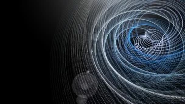 Animation vidéo futuriste avec objet à bande particulaire et lumière en mouvement, boucle HD 1080p 