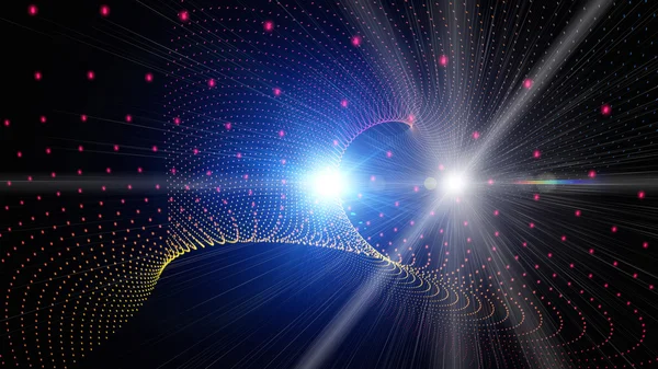 Diseño futurista de fondo de onda de partículas con luces — Foto de Stock