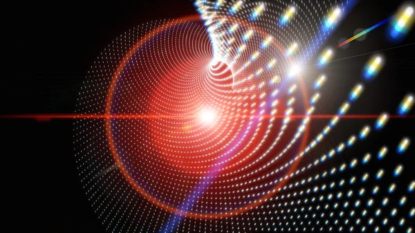 ライトと未来的な粒子波背景デザイン — ストック写真