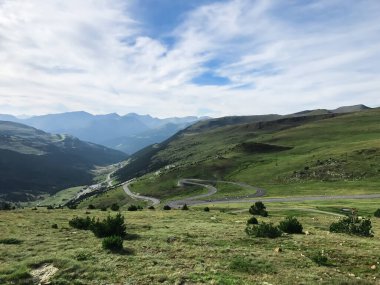 Serpentine road in Andorra, winding road in the mountains, mountain road. High quality