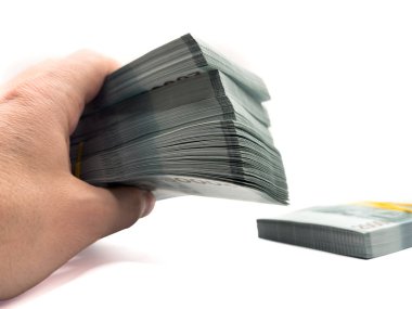 Many wads of money. Stacks of money. Financial and business concept. Business, Banking Concept. Cash Isolated. Close Up. Banknotes In Bank Package Armenian dram 20000 banknotes. High quality