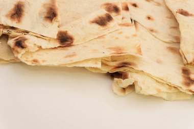 Geleneksel Ermeni lahanası, düz ekmek ya da pide, besleyici yemekler, dürüm ve taco için ekmek. Üst görünüm, düz görünüm, kopyalama alanı Yüksek kalite