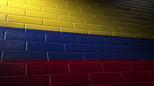 Государственный Флаг Колумбии Расписанный Кирпичах — стоковое фото