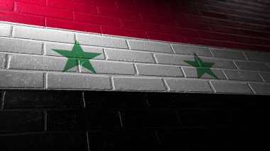 Suriye 'nin ulusal bayrağı tuğlalara boyanmış