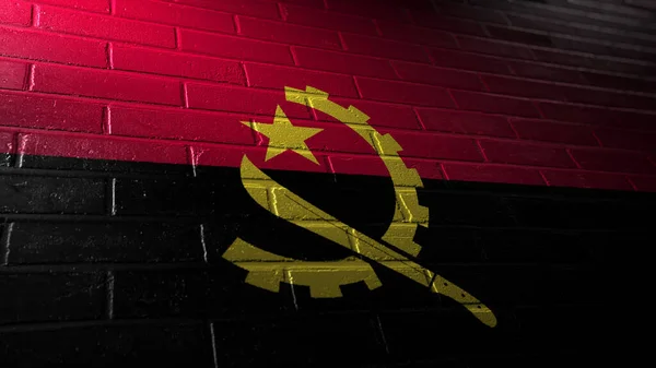 Nationale Vlag Van Angola Geschilderd Bakstenen — Stockfoto