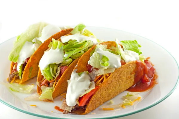 Tacos med gräddfil toppning — Stockfoto