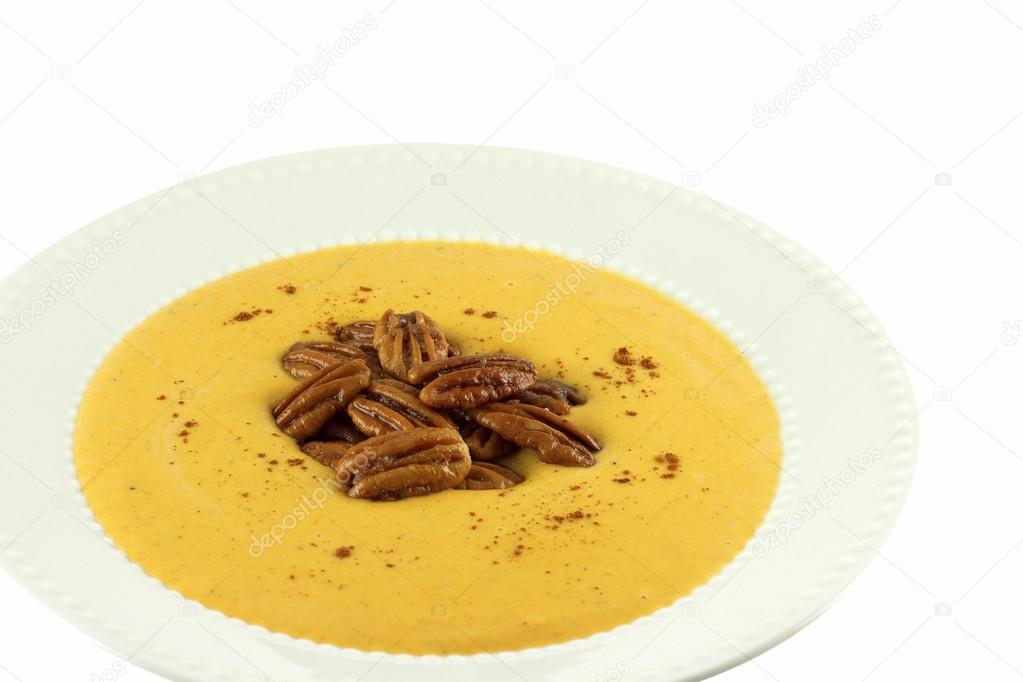 Homemade Butternut Squash Soup With Candied Pecans