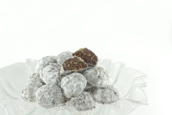 Homemade Chocolate Walnut Snowball Cookies — Stock Photo, Image