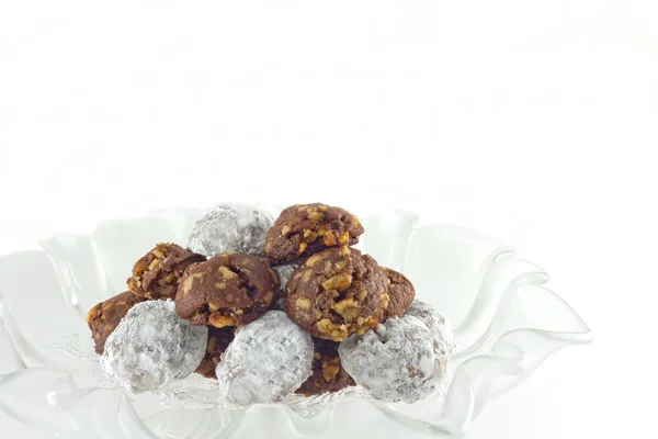 Domácí čokoládové ořechové sněhové koule Cookies — Stock fotografie