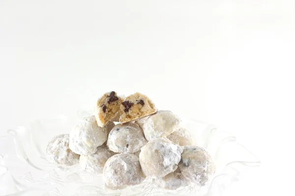 Homemade Chocolate Chip And Walnut Snowballl Cookies — Stock Photo, Image