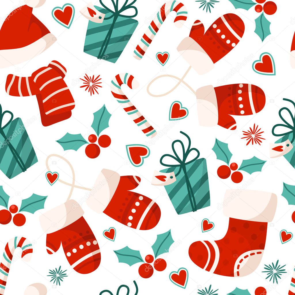 Christmas or New Year vector seamless pattern
