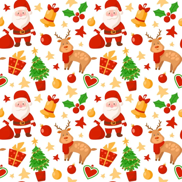 Christmas or New Year vector seamless pattern — Stock Vector