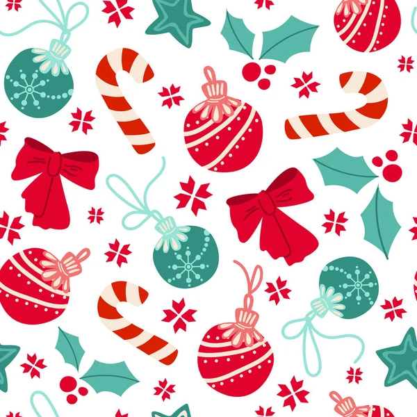 Christmas or New Year vector seamless pattern — Stock Vector