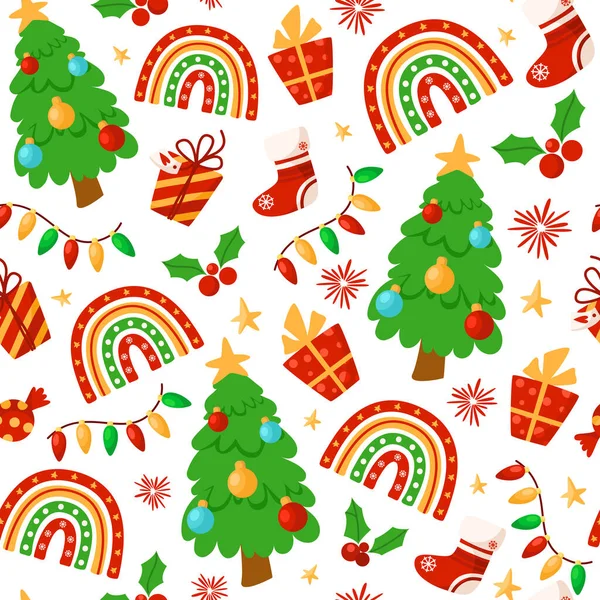 Christmas or New Year vector seamless pattern — Stock Vector